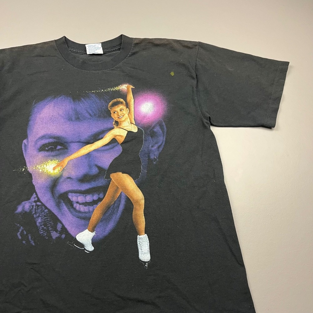 All Sport Oksana Baiul T-Shirt Mens Large Black Figure Skating Vintage 90s USA